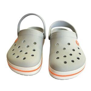 Crocs Crocband Clog Gray w/ Orange Stripe Sz. 4 Mens 6 Women’s Comfortable